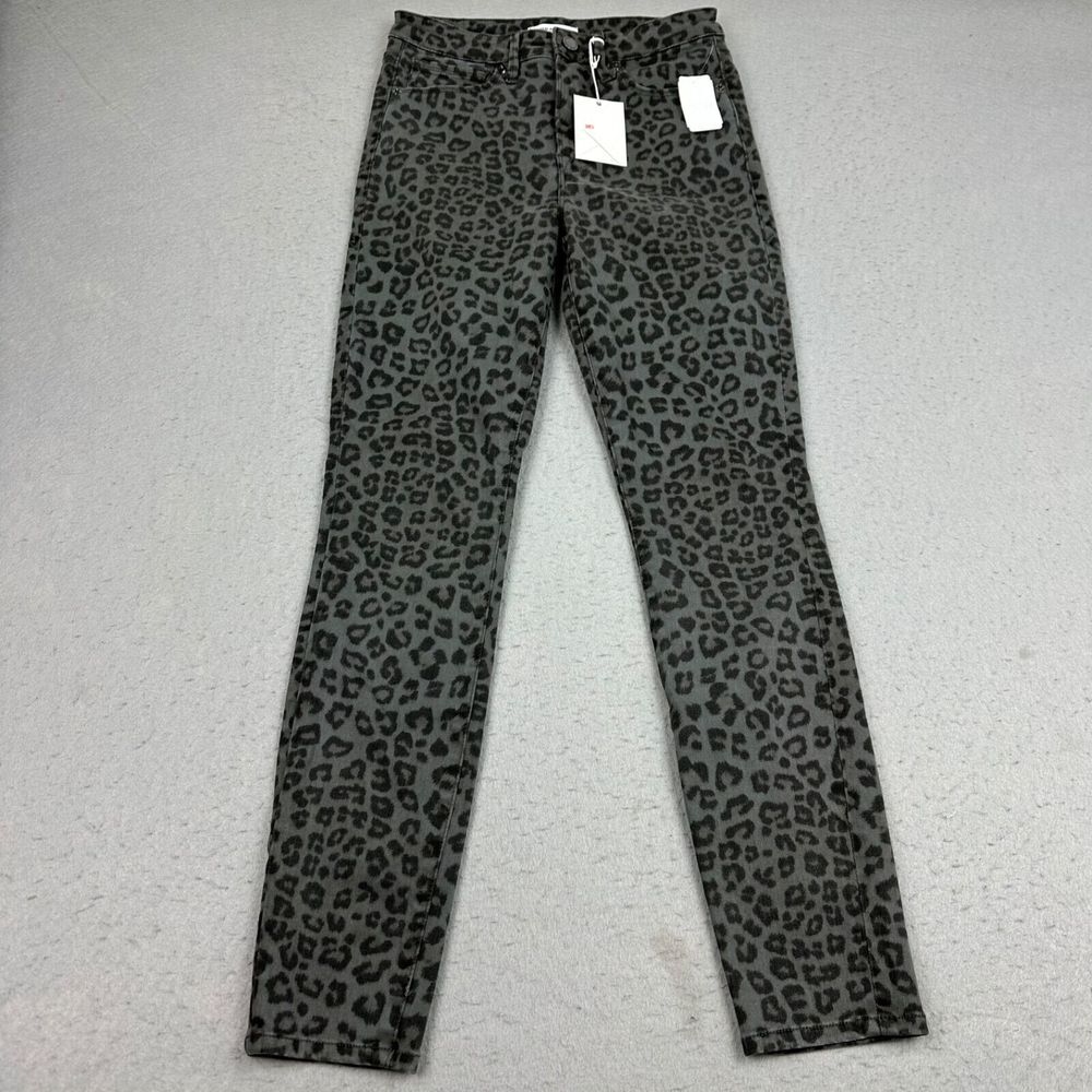 NWT Good American‎ Jeans Women's 4/27 Good Legs Cheetah Leopard Print Gray NEW